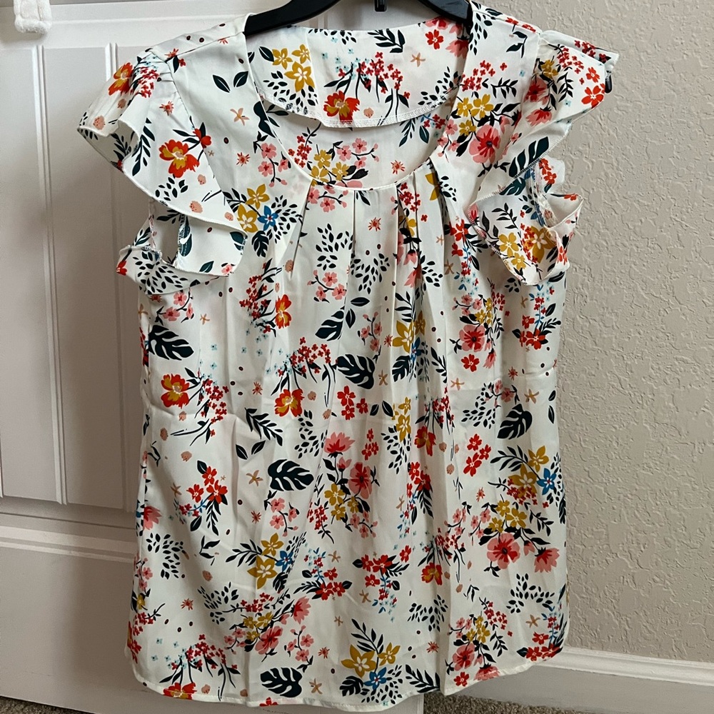White Floral Blouse